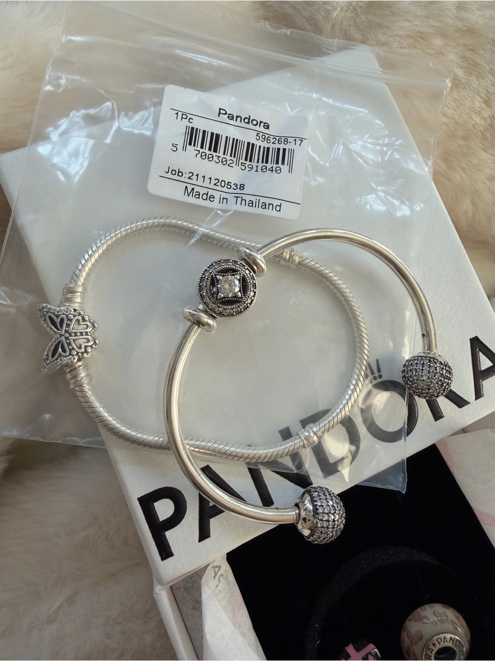 Pandora Moments Butterfly Clasp Snake Chain Bracelet Bundle